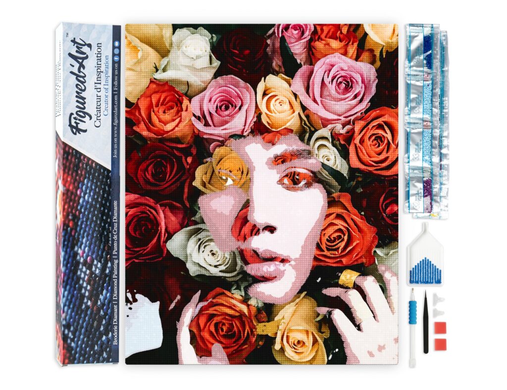 Broderie Diamant - Visage de roses