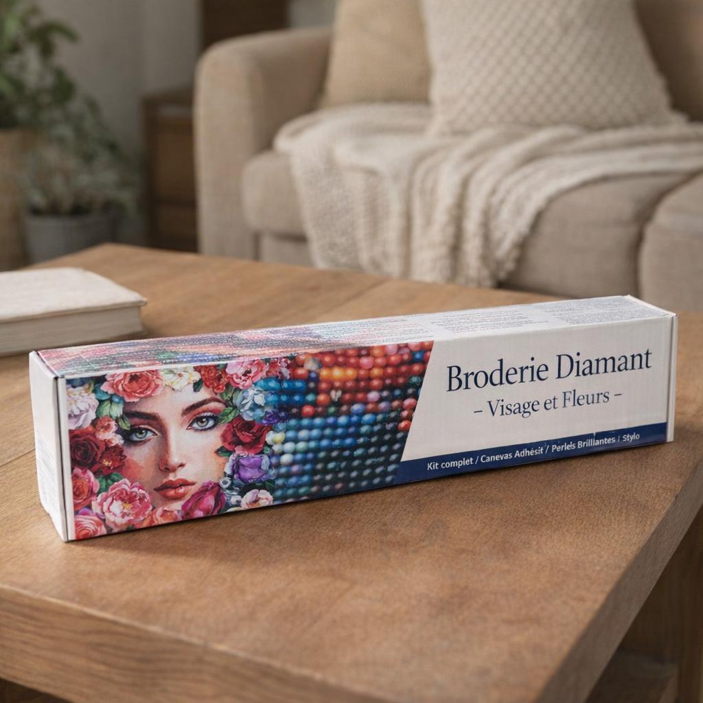 Broderie Diamant - Visage et Fleurs