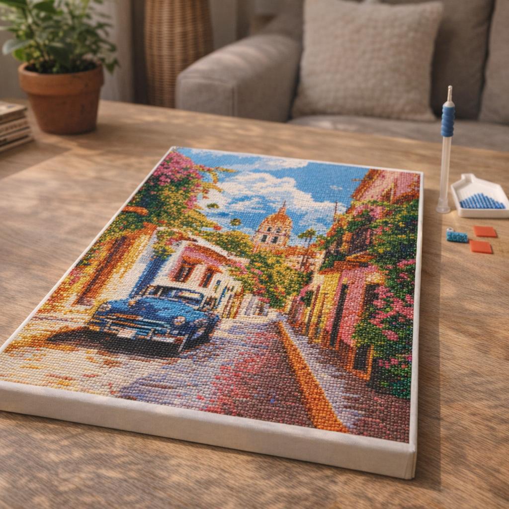 Broderie Diamant - Voiture classique à Mexico