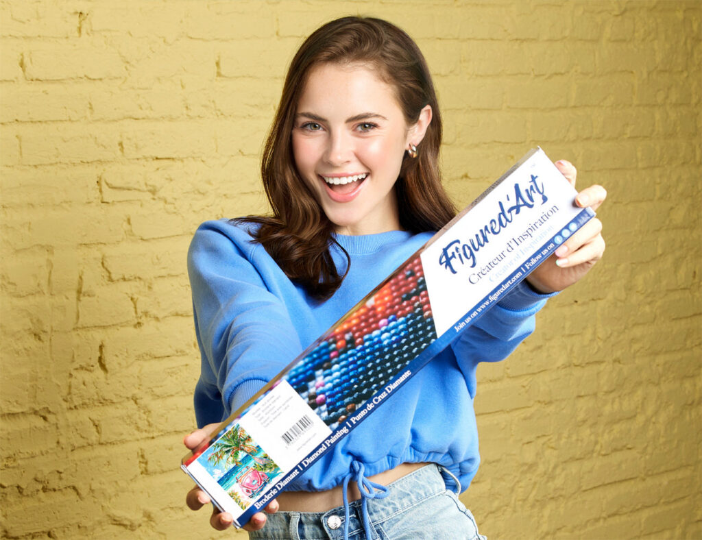 Broderie Diamant - Voiture rose près de la mer