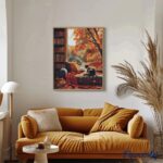 Broderie Diamant - Vue du Chat en Automne