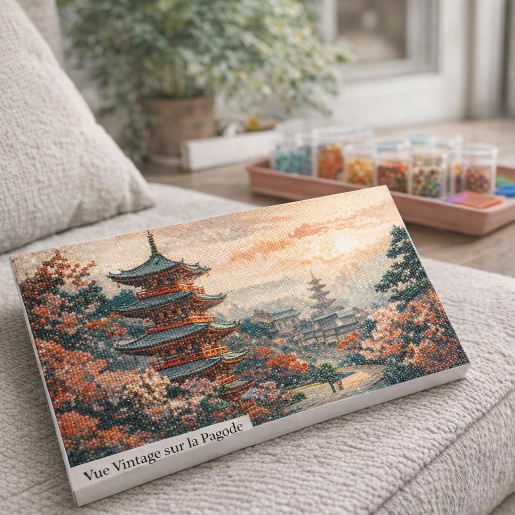 Broderie Diamant - Vue Vintage sur la Pagode