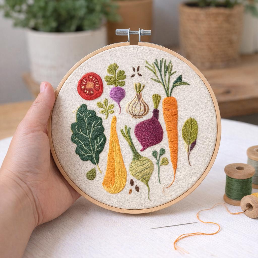 Kit broderie Potager - Tambour 20cm