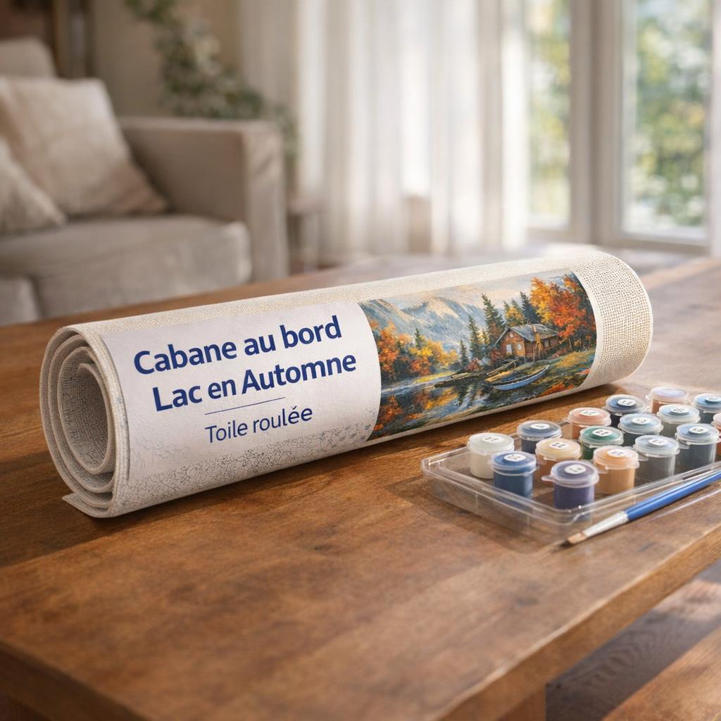 Cabane au bord du Lac en Automne - Toile roulée