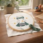 Kit Broderie pour enfant chat masqué