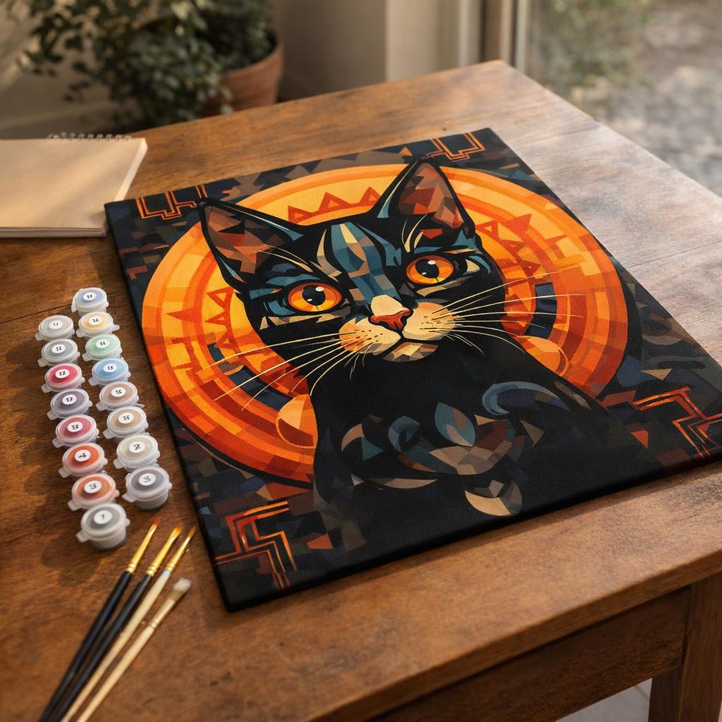 Chat noir Art Déco - Toile roulée