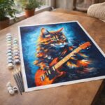 Chat rocker en Abstrait - Toile roulée