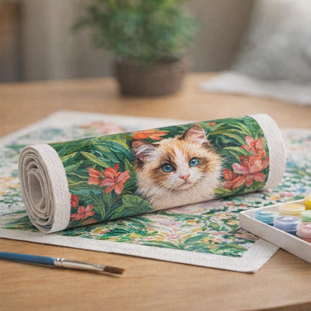 Chaton Ragdoll dans la jungle - Toile roulée