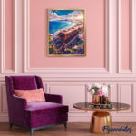 Chemin de Fer des Cerisiers en Fleurs au Bord de l’Océan - Toile roulée