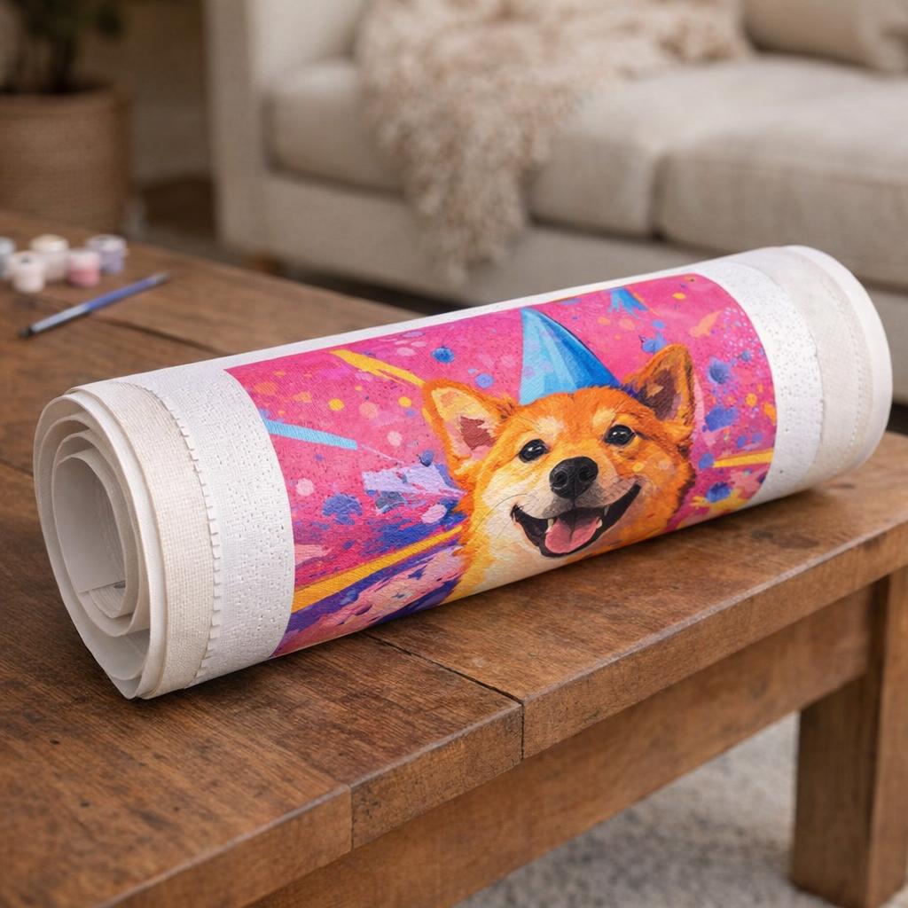 Chien souriant pop art - Toile roulée