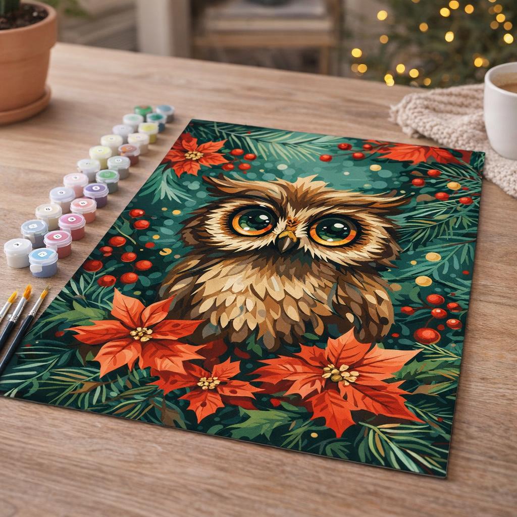 Chouette de Noël - Toile roulée