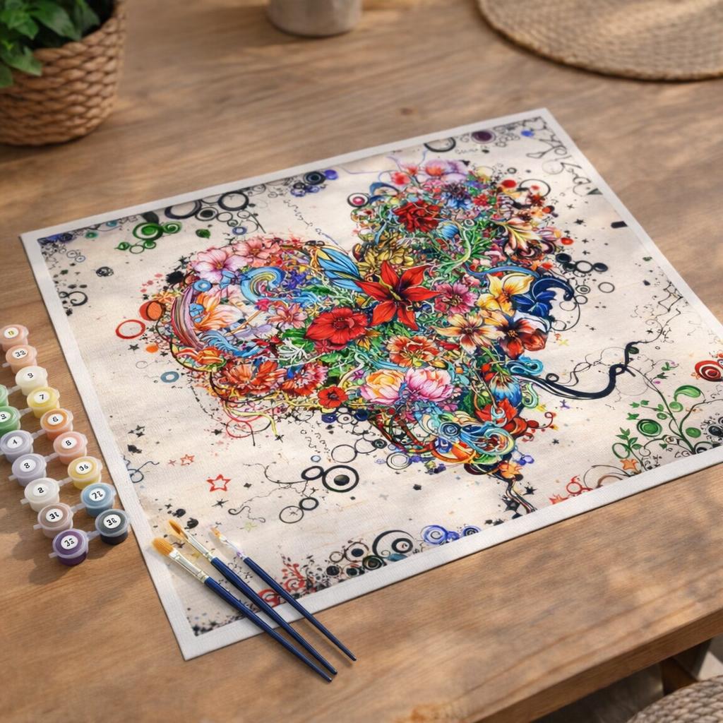 Coeur de fleurs - Toile roulée