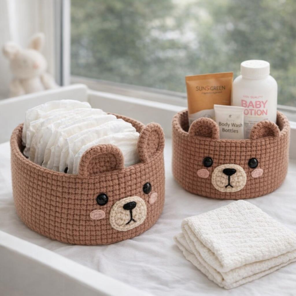 KIT DIY : 2 corbeilles en crochet Ours