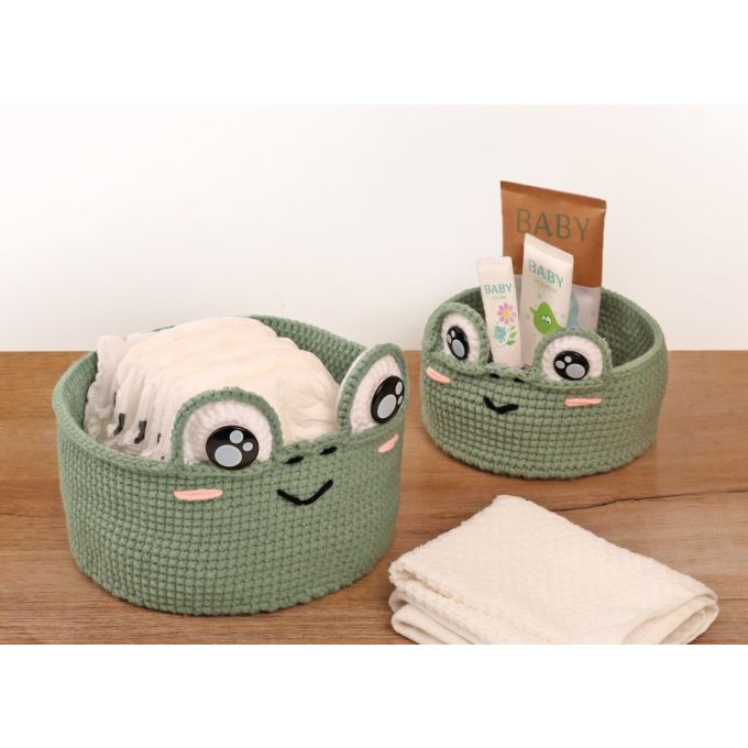 Kit DIY crochet - 2 Corbeilles en forme de grenouille