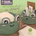 Kit DIY crochet - 2 Corbeilles en forme de grenouille