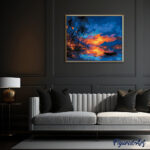 Coucher de soleil sur la plage et lanternes - Toile roulée