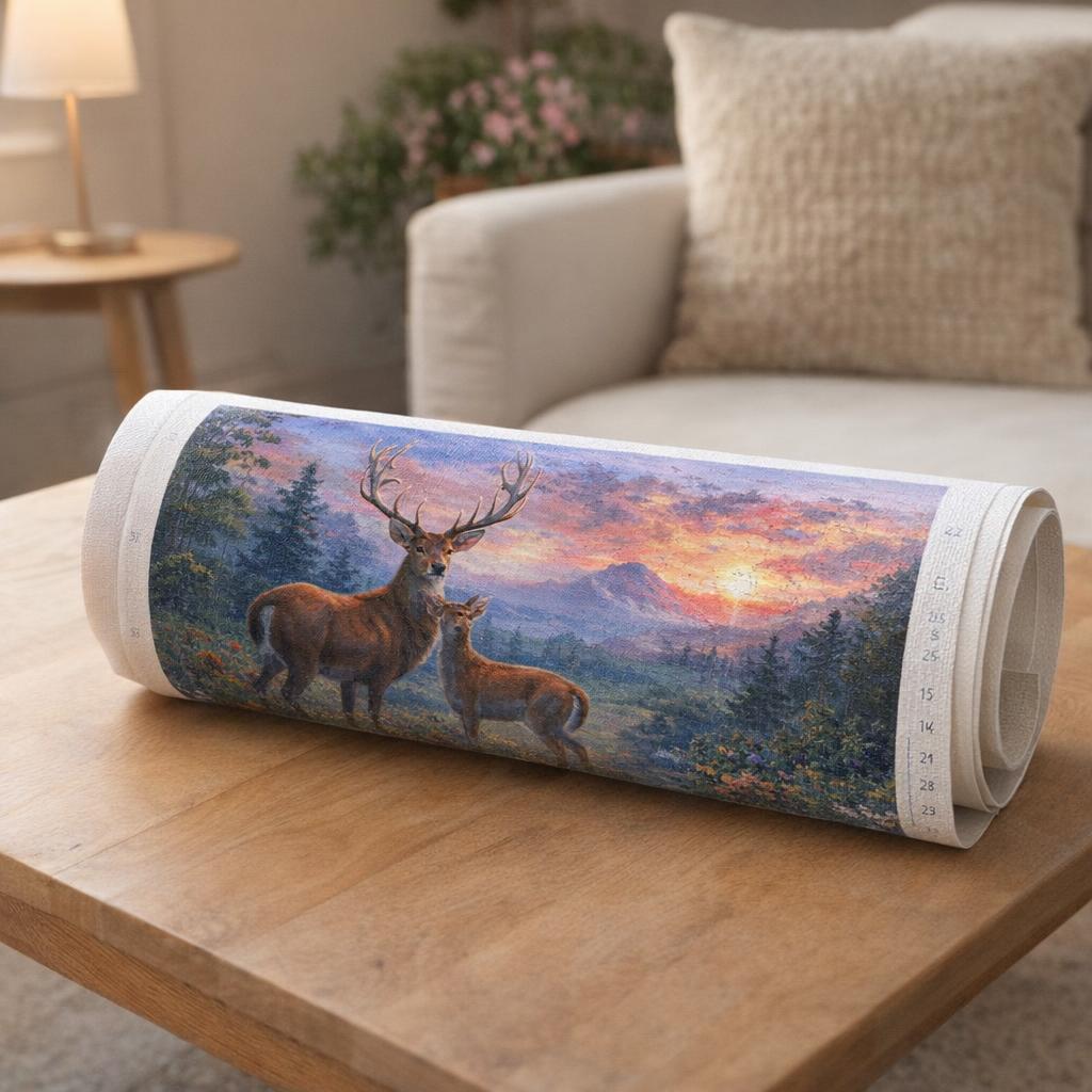 Couple de cerfs - Toile roulée