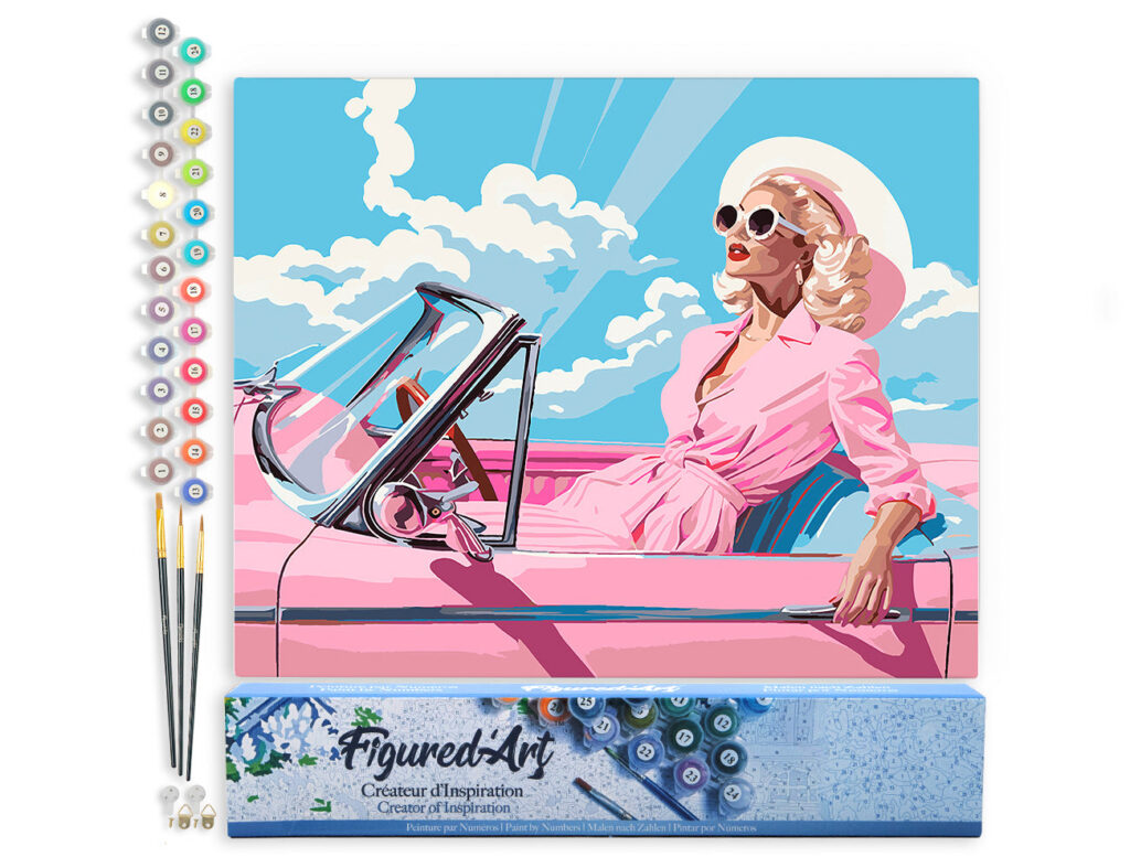 Diva dans une Voiture Rétro Rose - Toile roulée