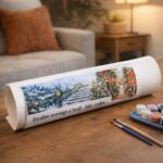 Escalier enneigé à Noël - Toile roulée