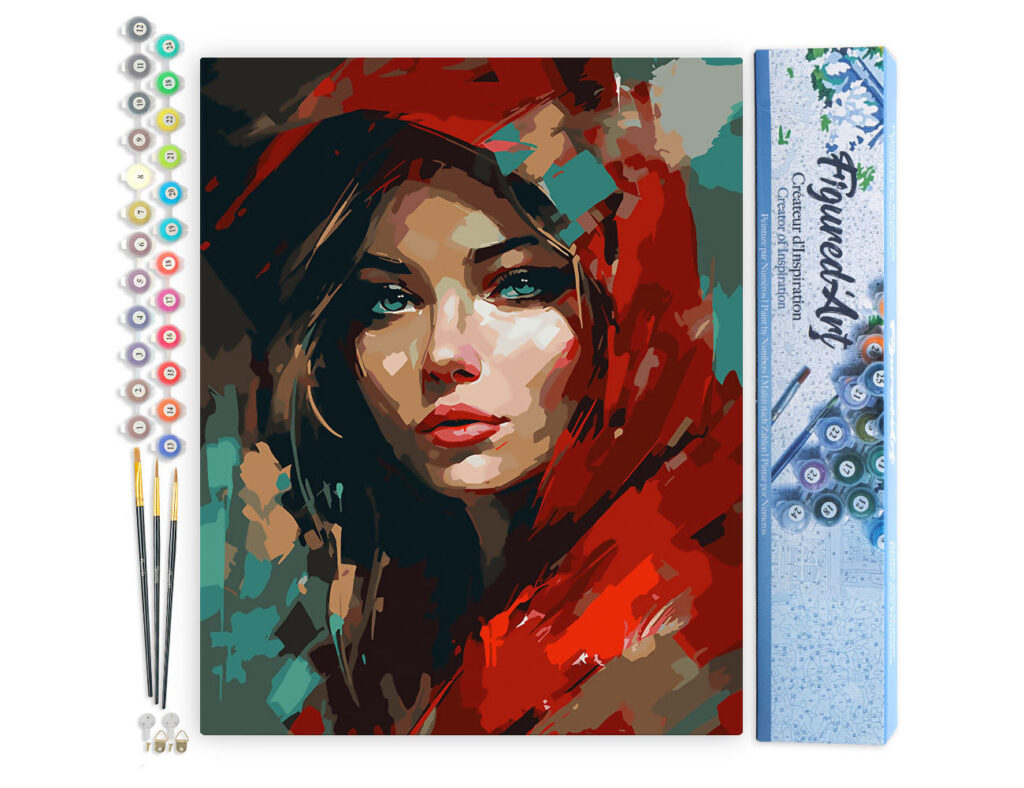 Femme au foulard rouge - Toile roulée