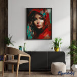 Femme au foulard rouge - Toile roulée