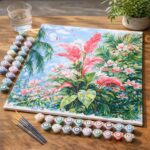 Floraison rose tropicale - Toile roulée