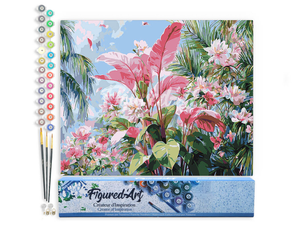 Floraison rose tropicale - Toile roulée