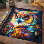 Hibou Coloré Abstrait - Toile roulée