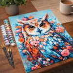 Hibou coloré en fleurs - Toile roulée