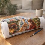 Jeune femme et son Chien à Noël - Toile roulée