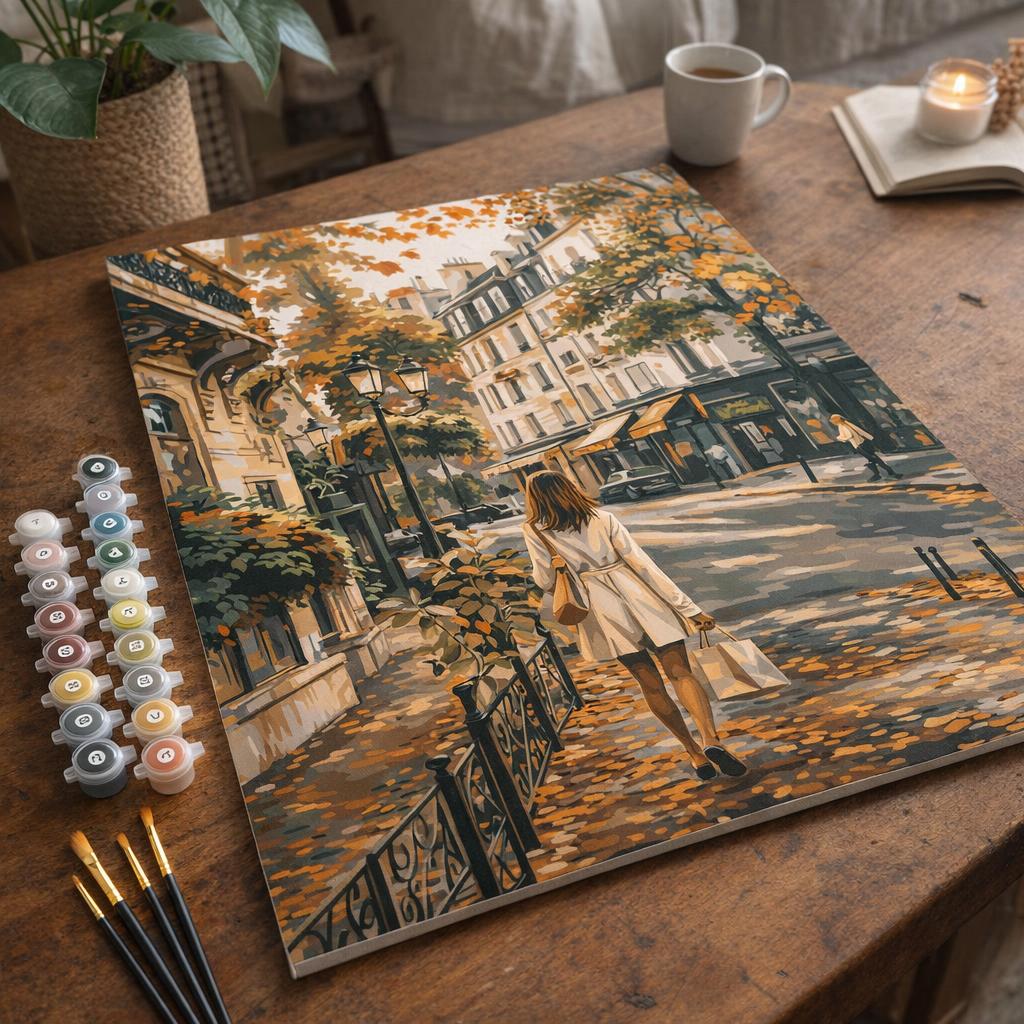 Journée d'Automne en ville - Toile roulée