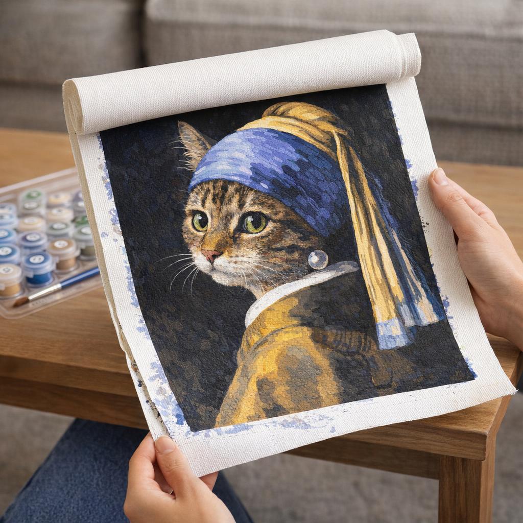 La jeune minette à la perle - Toile roulée