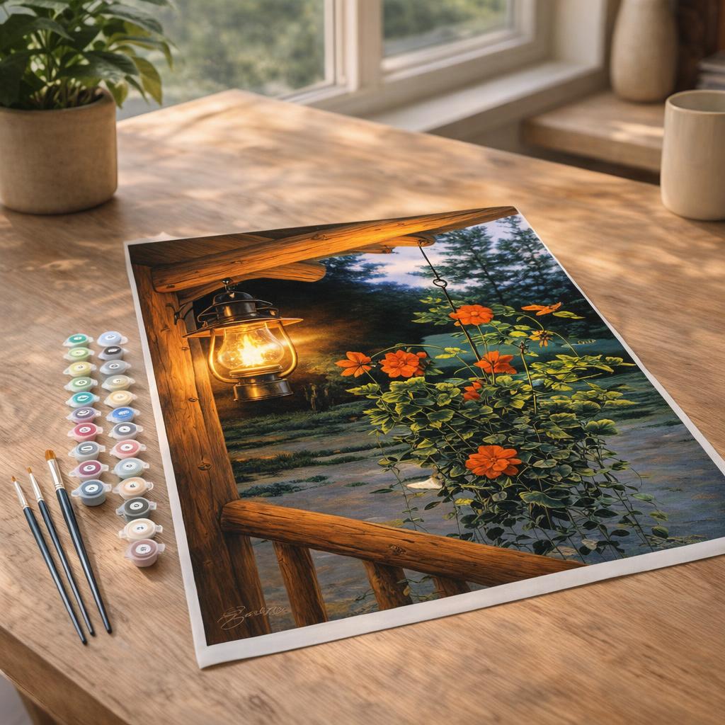 Lanterne sous le porche - Toile roulée