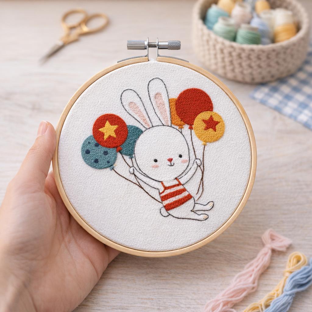 Kit Broderie pour enfant Lapin volant