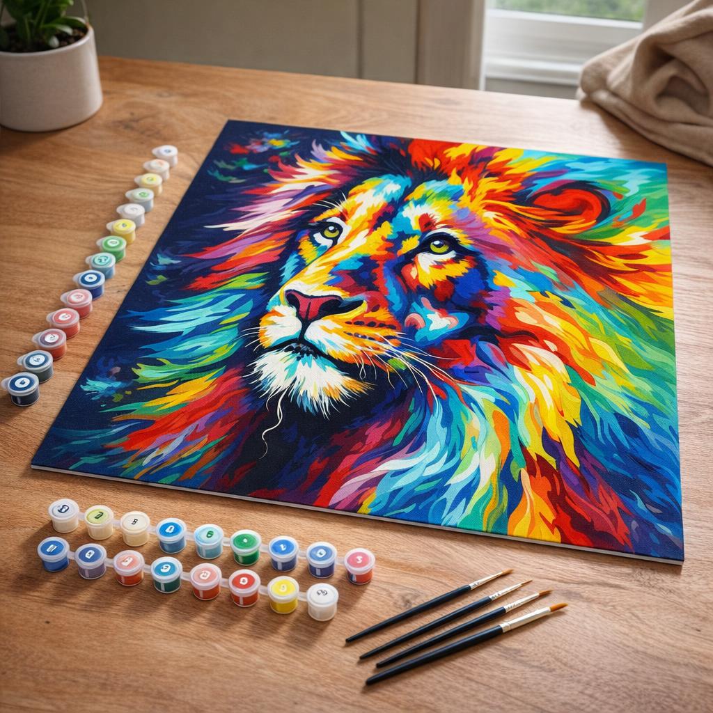 Lion Coloré Abstrait - Toile roulée