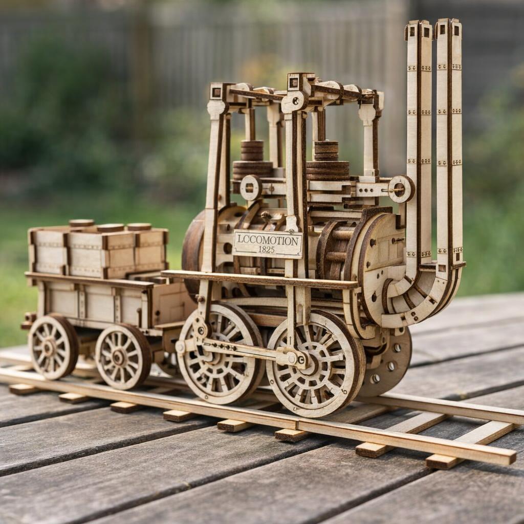 Locomotive en bois - Puzzle 3D