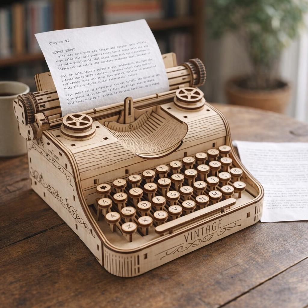 Machine à écrire - Maquette 3D en bois