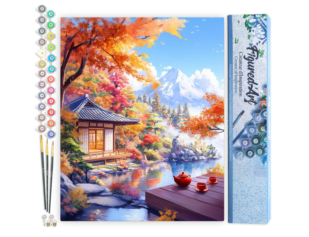 Maison de Thé d’Automne au Bord du Lac - Toile roulée