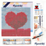 Mini Diamond Painting 25x25cm avec cadre - Arbre rouge Coeur