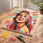 Mini Diamond Painting 25x25cm avec cadre - Blonde Pop Art