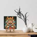 Mini Diamond Painting 25x25cm avec cadre - Chat Samouraï