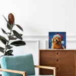 Mini Diamond Painting 25x25cm avec cadre - Chien Mignon à Noël