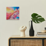 Mini Diamond Painting 25x25cm avec cadre - Coucher de Soleil à Santorin