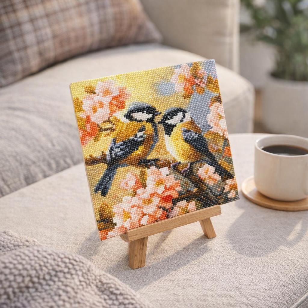 Couple oiseaux fleurs