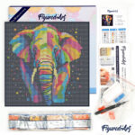 Mini Diamond Painting 25x25cm avec cadre - Éléphant Abstrait Pop Art