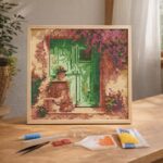 Mini Diamond Painting 25x25cm avec cadre - Entrée fleurie