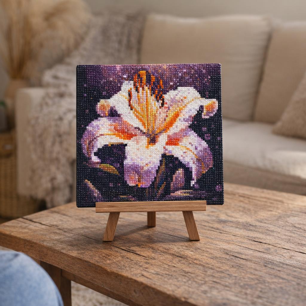 Mini Diamond Painting 25x25cm avec cadre - Épanouissement de Lys
