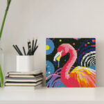 Mini Diamond Painting 25x25cm avec cadre - Flamant Rose Abstrait Pop Art