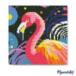 Mini Diamond Painting 25x25cm avec cadre - Flamant Rose Abstrait Pop Art