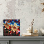 Mini Diamond Painting 25x25cm avec cadre - Fleurs Dorées Brillantes